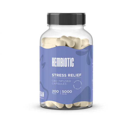 Hembiotic 5000mg Bulk CBD Capsules - 200 Caps - Flavour: Stress Relief