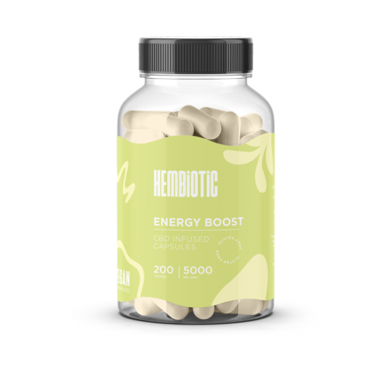 Hembiotic 5000mg Bulk CBD Capsules - 200 Caps - Flavour: Energy Boost