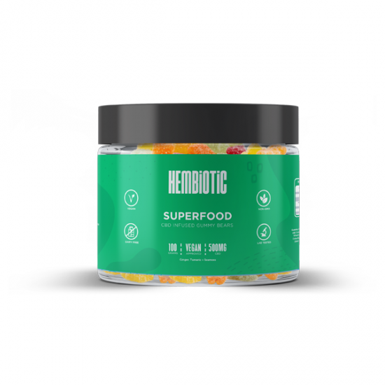 Hembiotic 500mg CBD Gummy Bears - 100g - Flavour: Superfood