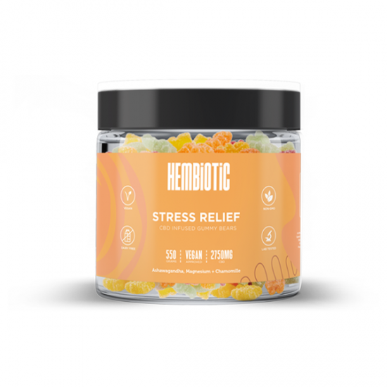 Hembiotic 2750mg Bulk CBD Gummy Bears - 550g - Flavour: Stress Relief