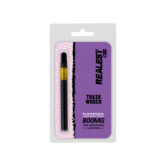 Realest CBD 800mg Flowform Wide Spectrum CBD Disposable Vape Pen 170 Puffs (BUY 1 GET 1 FREE) - Flavour: Train Wreck