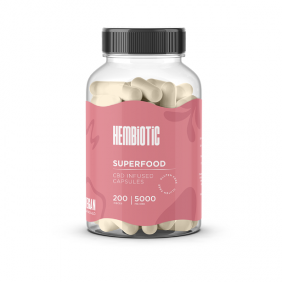 Hembiotic 5000mg Bulk CBD Capsules - 200 Caps - Flavour: Superfood