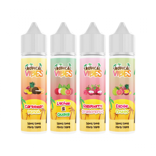 Tropical Vibes 50ml Shortfill 0mg (70VG/30PG) - Flavour: Caribbean Punch & Quantity: x 10