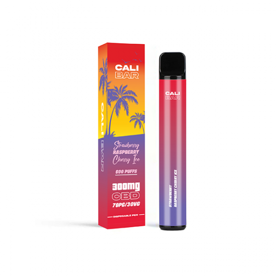 CALI BAR C600 300mg CBD Disposable Vape Device 600 Puffs - Flavour: Strawberry Raspberry Cherry Ice