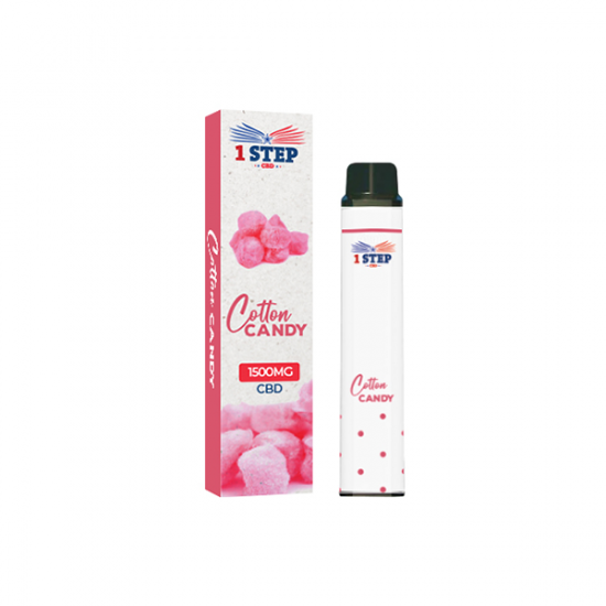 1 Step CBD 1500mg Broad Spectrum Disposable Vape - 8ml - Flavour: Cotton Candy