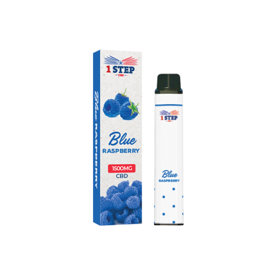 1 Step CBD 1500mg Broad Spectrum Disposable Vape - 8ml - Flavour: Blue Raspberry