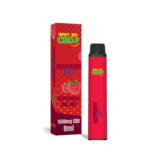 Why So CBD? 1500mg CBD Broad Spectrum Disposable Vape - 8ml - Flavour: Raspberry Kush