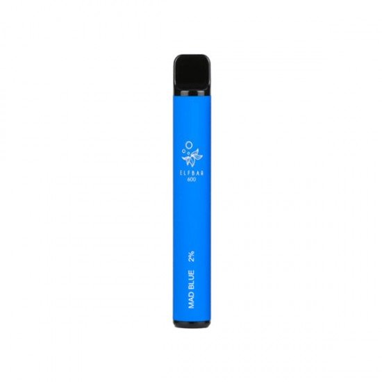 20mg ELF Bar Disposable Vape Pod 600 Puffs - Flavour: Mad Blue